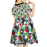 Black Cat Christmas Christmas Kid Short Sleeve Dress Xmas Holiday Patterns - Wonder Print Shop