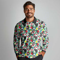 Black Cat Christmas Christmas Long Sleeve Polo Shirt Xmas Holiday Patterns - Wonder Print Shop