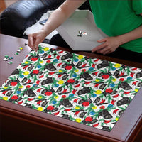 Black Cat Christmas Christmas Puzzle Xmas Holiday Patterns - Wonder Print Shop