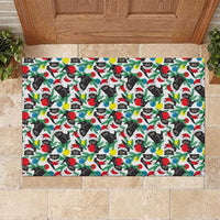 Black Cat Christmas Christmas Rubber Doormat Xmas Holiday Patterns - Wonder Print Shop