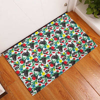 Black Cat Christmas Christmas Rubber Doormat Xmas Holiday Patterns - Wonder Print Shop