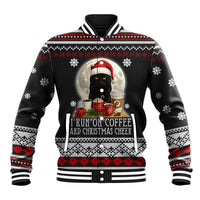 Black Cat Run On Coffee Baseball Jacket Xmas Holiday Patterns - Wonder Print Shop