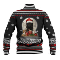Black Cat Run On Coffee Baseball Jacket Xmas Holiday Patterns - Wonder Print Shop