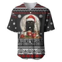 Black Cat Run On Coffee Baseball Jersey Xmas Holiday Patterns - Wonder Print Shop