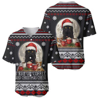 Black Cat Run On Coffee Baseball Jersey Xmas Holiday Patterns - Wonder Print Shop
