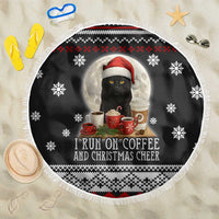 Black Cat Run On Coffee Beach Blanket Xmas Holiday Patterns - Wonder Print Shop