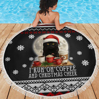 Black Cat Run On Coffee Beach Blanket Xmas Holiday Patterns - Wonder Print Shop