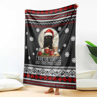 Black Cat Run On Coffee Blanket Xmas Holiday Patterns - Wonder Print Shop