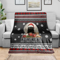 Black Cat Run On Coffee Blanket Xmas Holiday Patterns - Wonder Print Shop