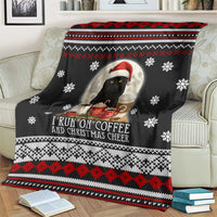 Black Cat Run On Coffee Blanket Xmas Holiday Patterns - Wonder Print Shop
