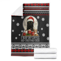 Black Cat Run On Coffee Blanket Xmas Holiday Patterns - Wonder Print Shop