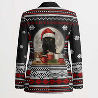 Black Cat Run On Coffee Blazer Xmas Holiday Patterns - Wonder Print Shop