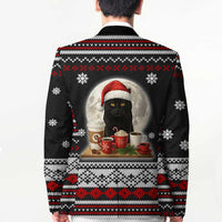 Black Cat Run On Coffee Blazer Xmas Holiday Patterns - Wonder Print Shop