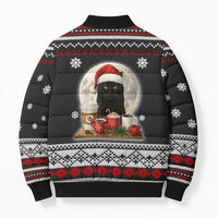 Black Cat Run On Coffee Bomber Puffer Jacket Xmas Holiday Patterns - Wonder Print Shop