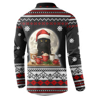 Black Cat Run On Coffee Button Sweatshirt Xmas Holiday Patterns - Wonder Print Shop