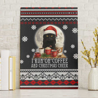 Black Cat Run On Coffee Canvas Wall Art Xmas Holiday Patterns - Wonder Print Shop