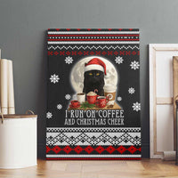 Black Cat Run On Coffee Canvas Wall Art Xmas Holiday Patterns - Wonder Print Shop