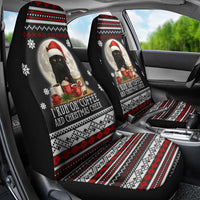 Black Cat Run On Coffee Car Seat Cover Xmas Holiday Patterns - Wonder Print Shop