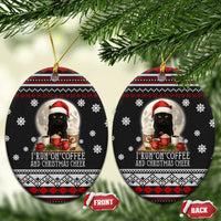 Black Cat Run On Coffee Ceramic Ornament Xmas Holiday Patterns - Wonder Print Shop