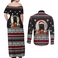 Black Cat Run On Coffee Couples Matching Off Shoulder Maxi Dress and Long Sleeve Button Shirt Xmas Holiday Patterns - Wonder Print Shop