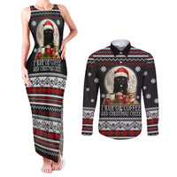 Black Cat Run On Coffee Couples Matching Tank Maxi Dress and Long Sleeve Button Shirt Xmas Holiday Patterns - Wonder Print Shop