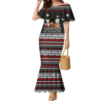 Black Cat Run On Coffee Family Matching Mermaid Dress and Hawaiian Shirt Xmas Holiday Patterns - Wonder Print Shop