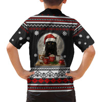 Black Cat Run On Coffee Family Matching Puletasi and Hawaiian Shirt Xmas Holiday Patterns - Wonder Print Shop