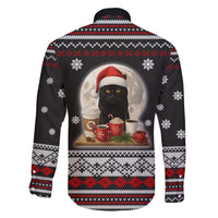 Black Cat Run On Coffee Family Matching Short Sleeve Bodycon Dress and Hawaiian Shirt Xmas Holiday Patterns - Wonder Print Shop