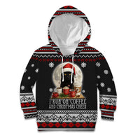 Black Cat Run On Coffee Kid Hoodie Xmas Holiday Patterns - Wonder Print Shop