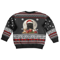 Black Cat Run On Coffee Kid Ugly Christmas Sweater Xmas Holiday Patterns - Wonder Print Shop