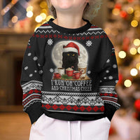 Black Cat Run On Coffee Kid Ugly Christmas Sweater Xmas Holiday Patterns - Wonder Print Shop