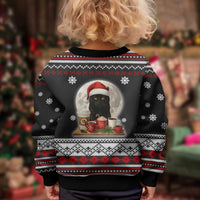 Black Cat Run On Coffee Kid Ugly Christmas Sweater Xmas Holiday Patterns - Wonder Print Shop