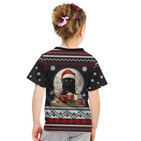 Black Cat Run On Coffee Kid T Shirt Xmas Holiday Patterns - Wonder Print Shop