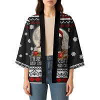 Black Cat Run On Coffee Kimono Xmas Holiday Patterns - Wonder Print Shop