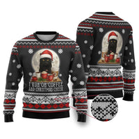 Black Cat Run On Coffee Ugly Christmas Sweater Xmas Holiday Patterns - Wonder Print Shop