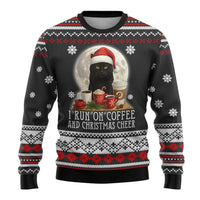 Black Cat Run On Coffee Ugly Christmas Sweater Xmas Holiday Patterns - Wonder Print Shop