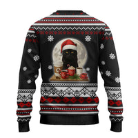 Black Cat Run On Coffee Ugly Christmas Sweater Xmas Holiday Patterns - Wonder Print Shop