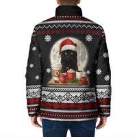 Black Cat Run On Coffee Padded Jacket Xmas Holiday Patterns - Wonder Print Shop