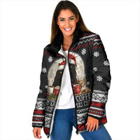 Black Cat Run On Coffee Padded Jacket Xmas Holiday Patterns - Wonder Print Shop