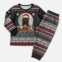 Black Cat Run On Coffee Christmas Pajama Set Xmas Holiday Patterns - Wonder Print Shop