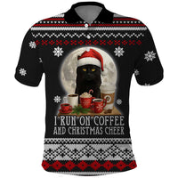Black Cat Run On Coffee Polo Shirt Xmas Holiday Patterns - Wonder Print Shop