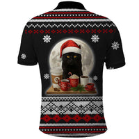 Black Cat Run On Coffee Polo Shirt Xmas Holiday Patterns - Wonder Print Shop