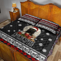 Black Cat Run On Coffee Quilt Bed Set Xmas Holiday Patterns - Wonder Print Shop