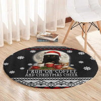 Black Cat Run On Coffee Round Carpet Xmas Holiday Patterns - Wonder Print Shop