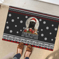 Black Cat Run On Coffee Rubber Doormat Xmas Holiday Patterns - Wonder Print Shop
