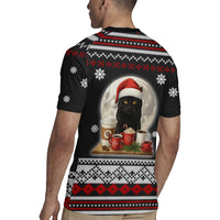 Black Cat Run On Coffee Rugby Jersey Xmas Holiday Patterns - Wonder Print Shop