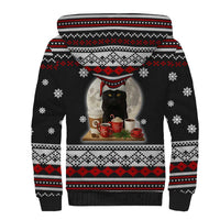 Black Cat Run On Coffee Sherpa Hoodie Xmas Holiday Patterns - Wonder Print Shop