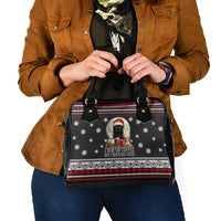 Black Cat Run On Coffee Shoulder Handbag Xmas Holiday Patterns - Wonder Print Shop