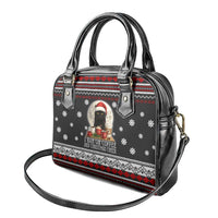Black Cat Run On Coffee Shoulder Handbag Xmas Holiday Patterns - Wonder Print Shop