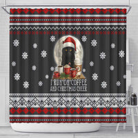 Black Cat Run On Coffee Shower Curtain Xmas Holiday Patterns - Wonder Print Shop